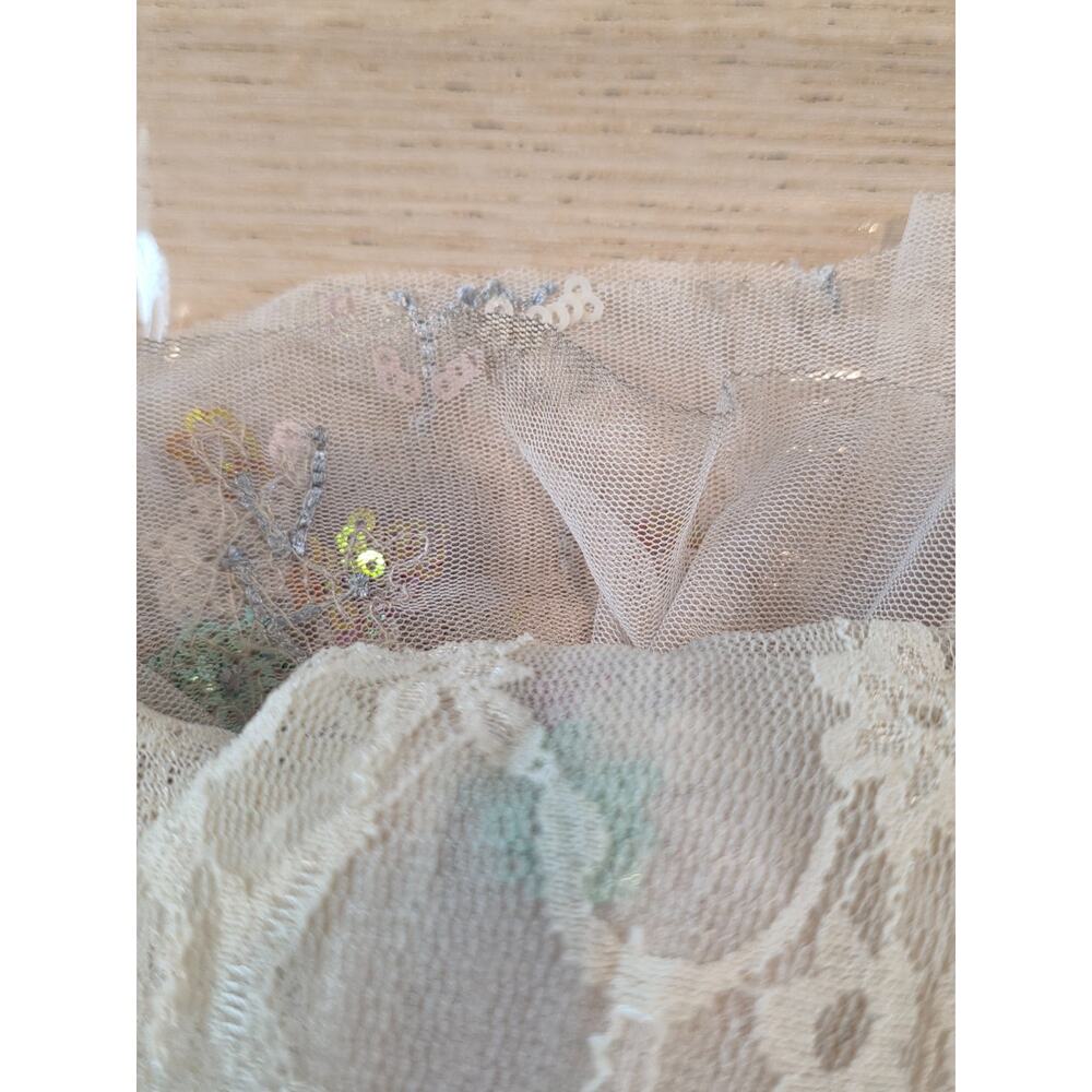 Sheer Skirt Small Cream Lace Embroidery Floral Whimsical Fairy Festival Keilah - Picture 9 of 10